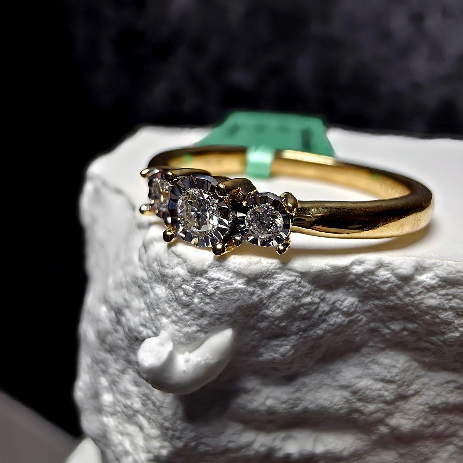 0.10ctw Lab Grown Diamond Past,Present,Future Ring Size 6 Gold Over 925 Silver