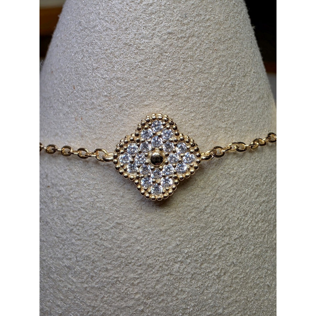 7+1" Turquoise&Moissanite Alternating Bracelet Gold over 925 Sterling Silver