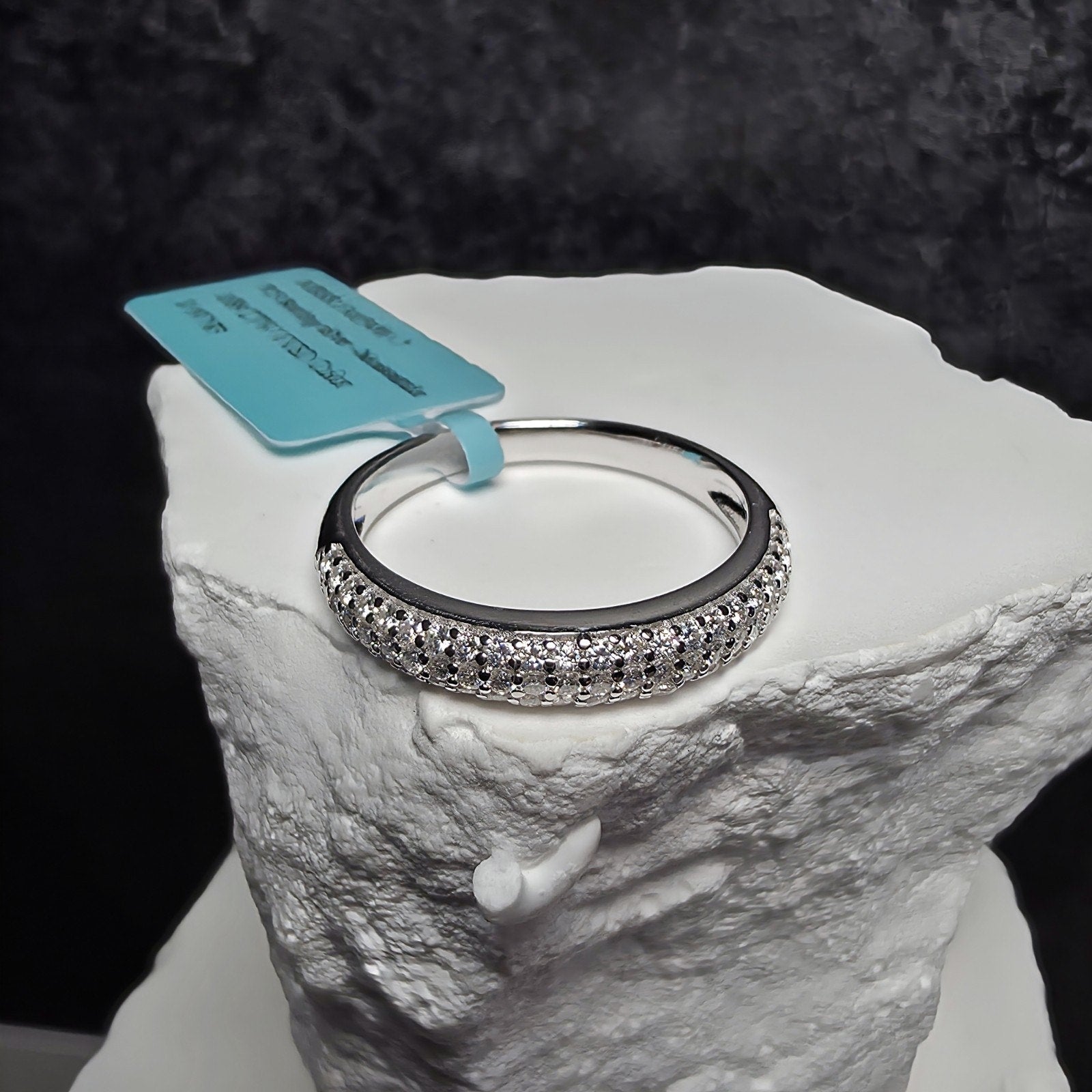 0.89 CTW Moissanite Pavé Band Ring in 925 Sterling Silver – Size 7