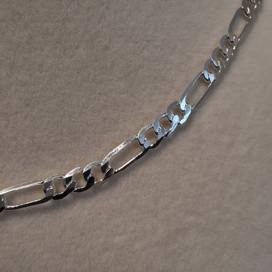 22" 3.9mm 7.0g Figaro Chain 925 Sterling Silver Lobster Clasp
