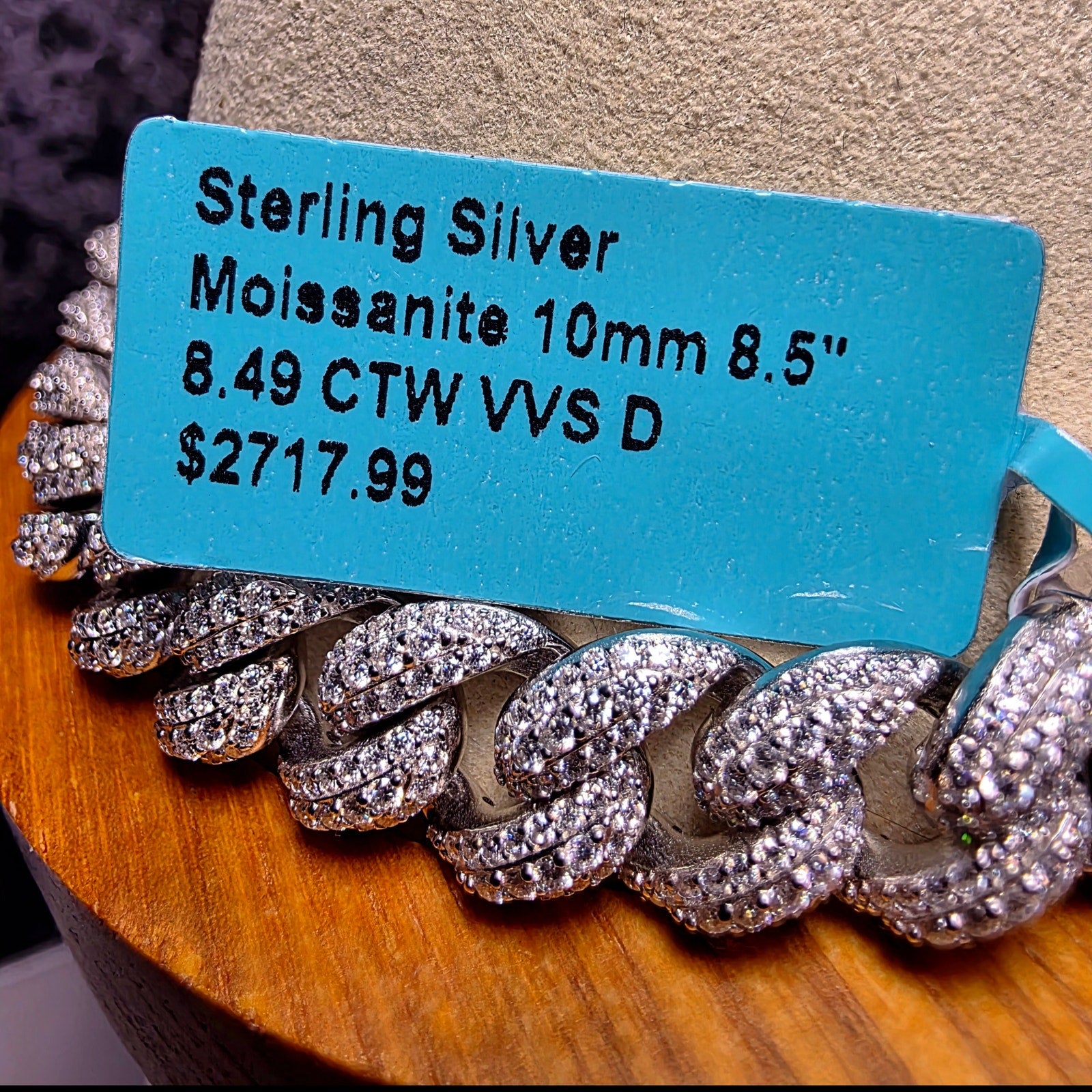 8.49 CTW VVS D Moissanite Miami Cuban Bracelet 925 Sterling Silver 10mm 8.5"
