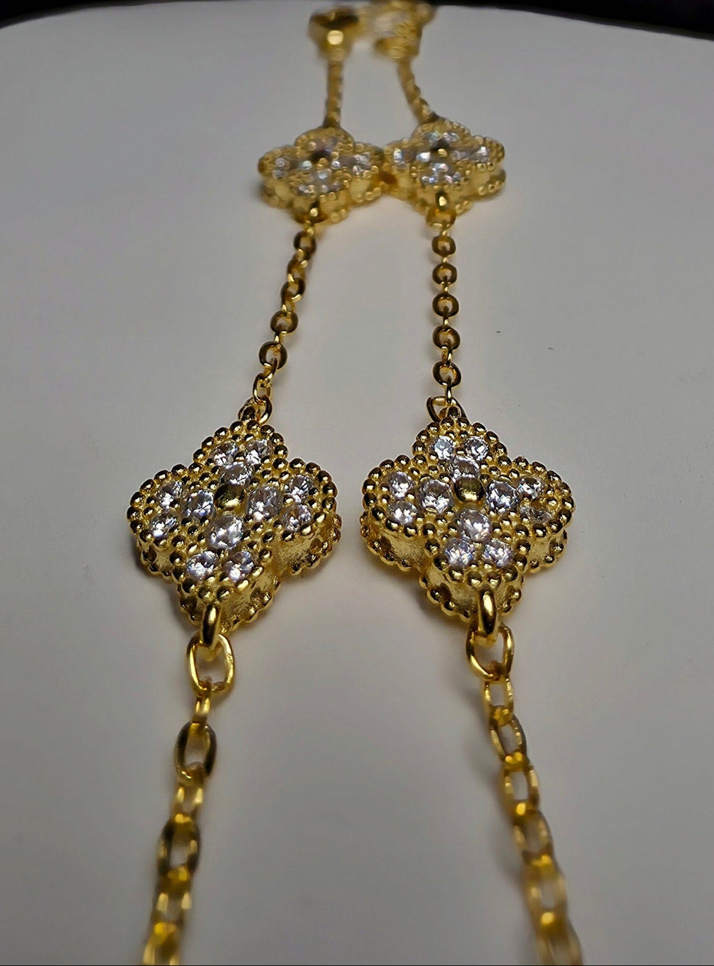 7+1" Gold Cluster 5-Clover Bracelet Adjustable