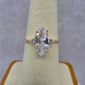 Size 7 Marquise Solitaire Engagement Ring AAA CZ Gold over 925 Silver