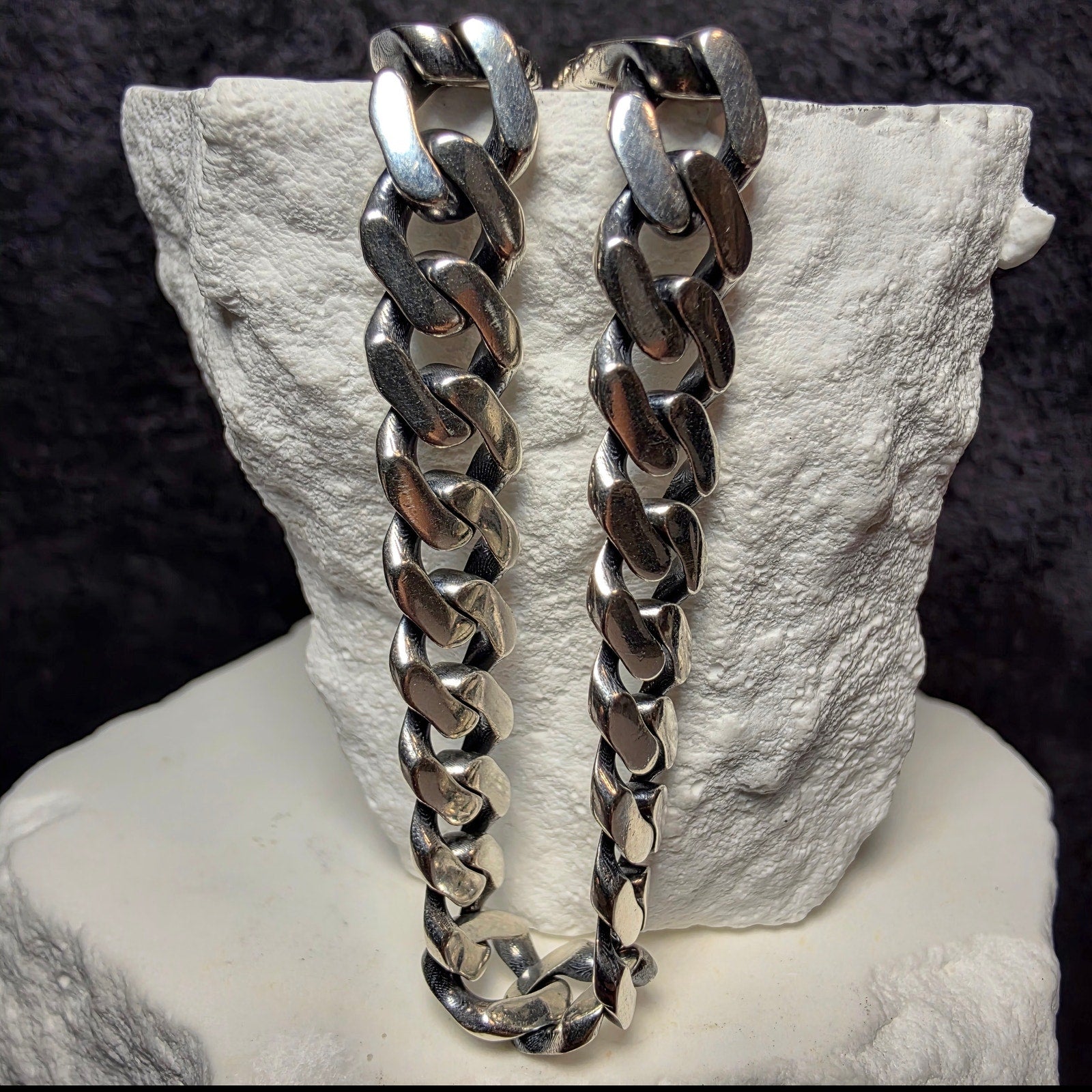 24" 7.4mm Monaco Cuban Chain – 925 Sterling Silver w/Rhodium & Box Clasp (52g)