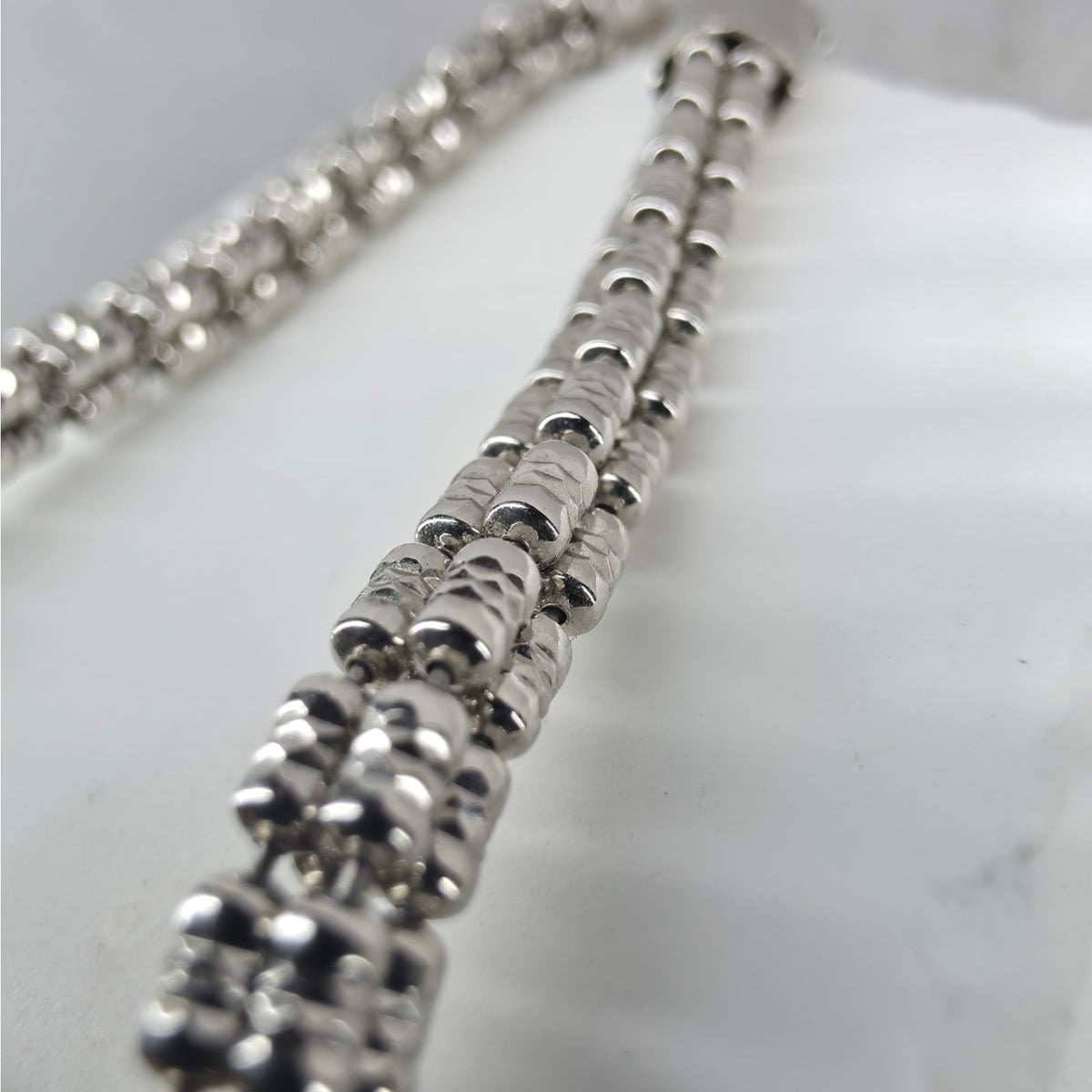 8" 4mm 4-Line Ice Barrel Bracelet - 925 Sterling Silver w/ Rhodium Finish 12.2g