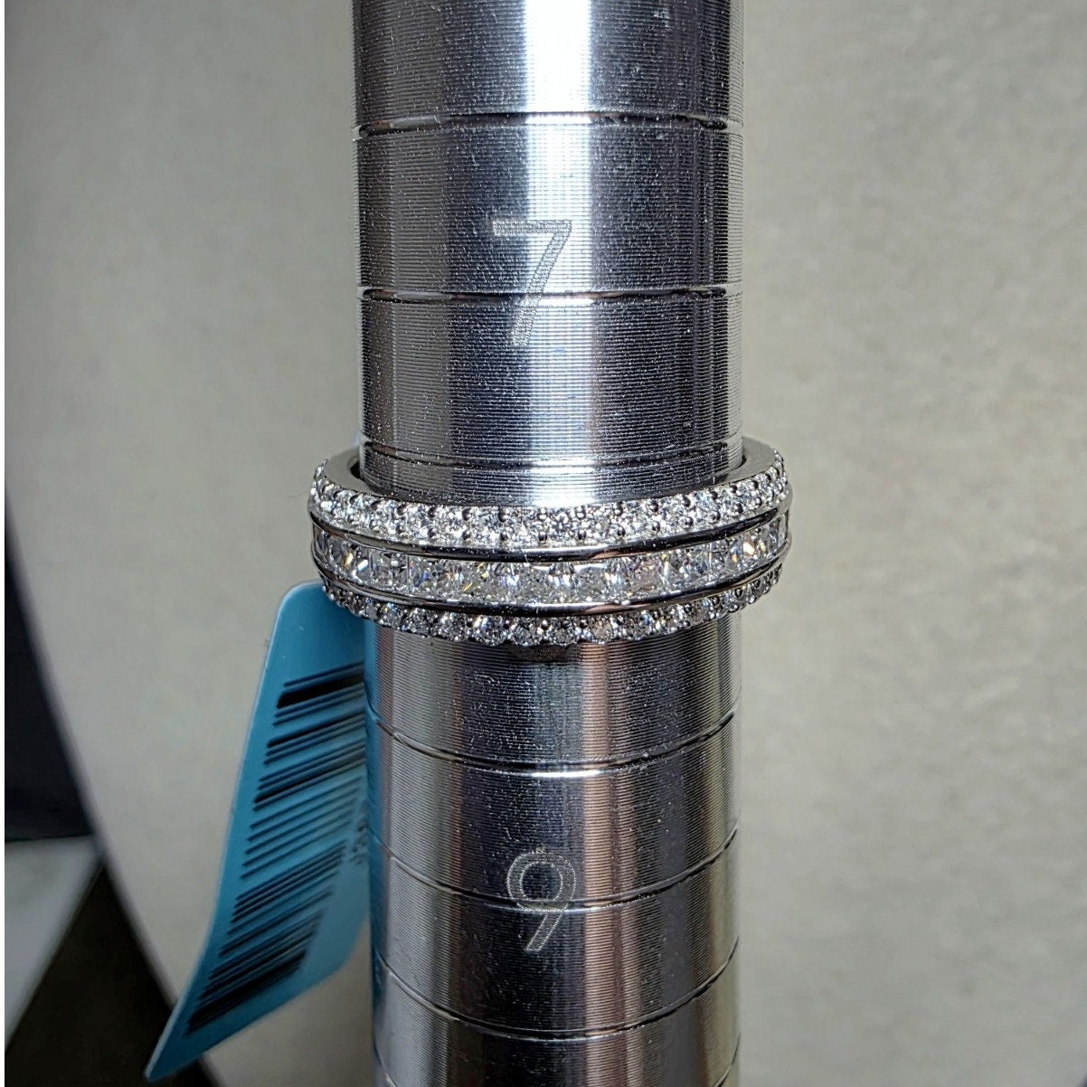 Size 8 2.61ctw Moissanite Three-Row Eternity Band 925 Sterling Silver