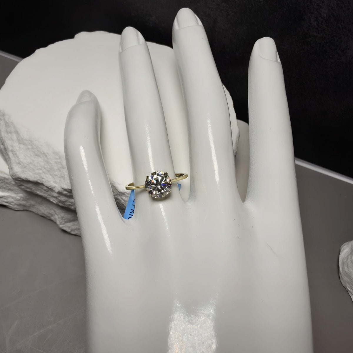 Size 7 1.5ct Moissanite Solitaire Ring 14K Gold Plated 925 Silver VVS GRA