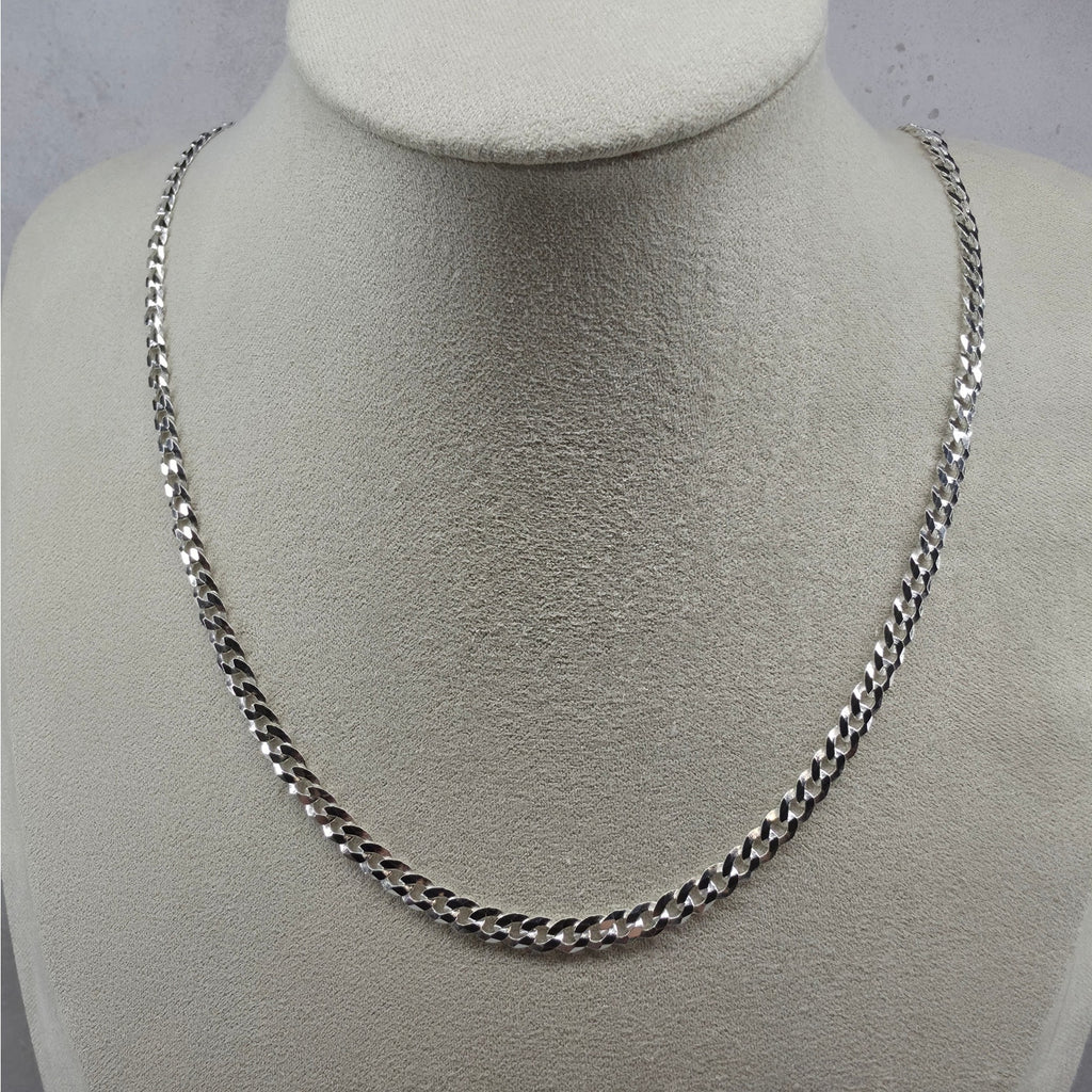 22" Flat Cuban Curb Chain 4.3mm 925 Sterling Silver 10g