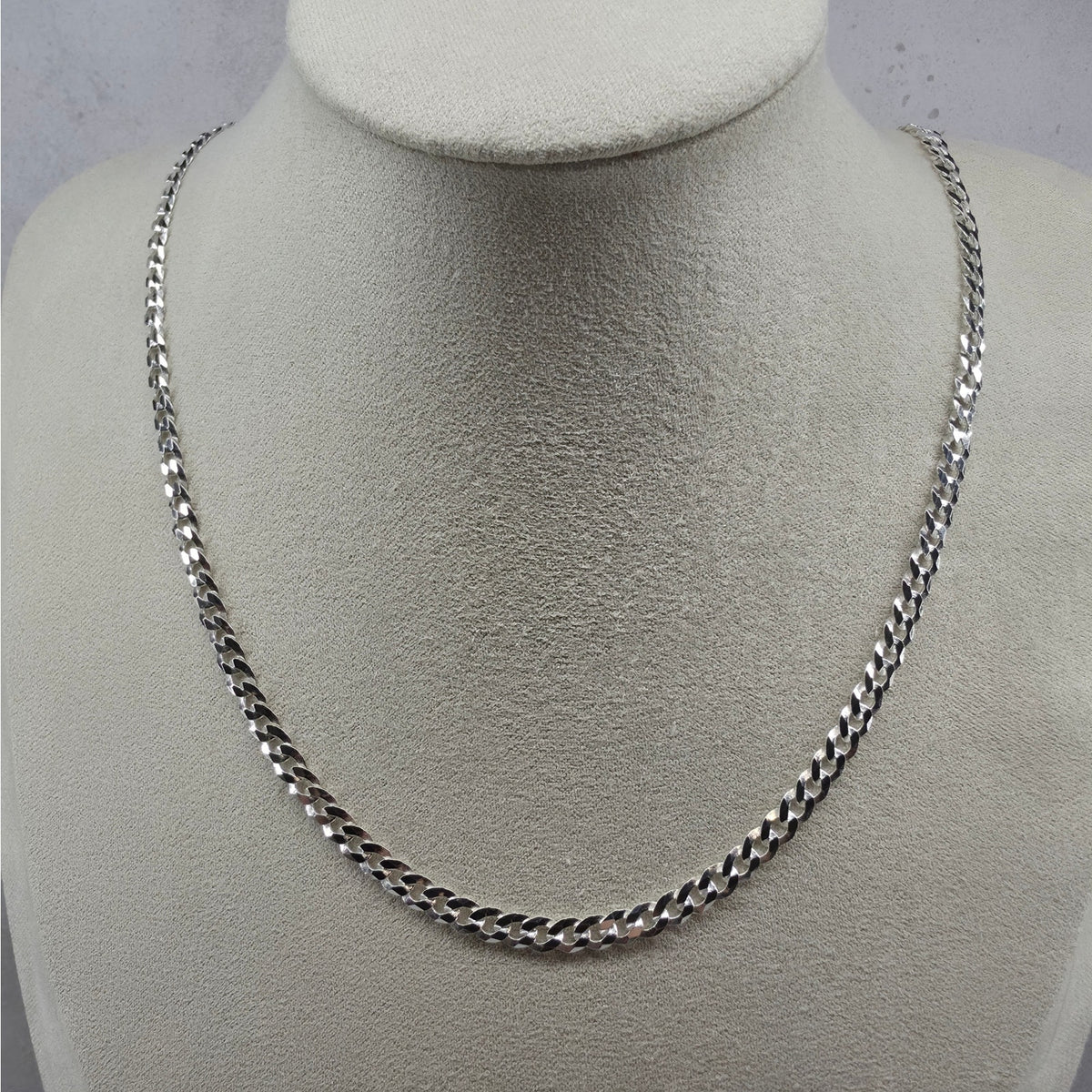 22" Flat Cuban Curb Chain 4.3mm 925 Sterling Silver 10g