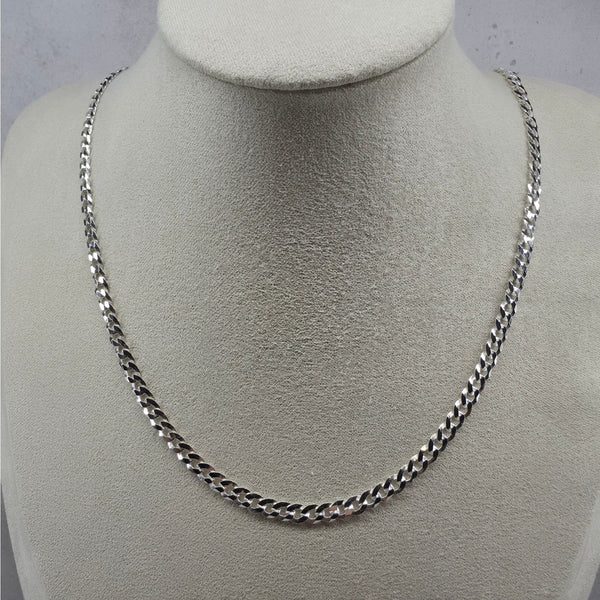22" Flat Cuban Curb Chain 4.3mm 925 Sterling Silver 10g