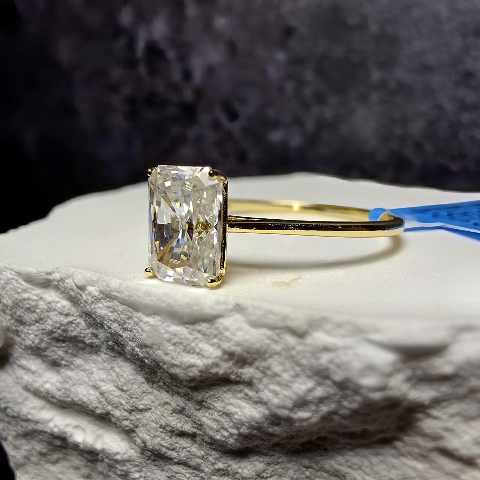 1.0CT Radiant Cut Moissanite Solitaire Ring in Gold Over Silver (Size 8, GRA)
