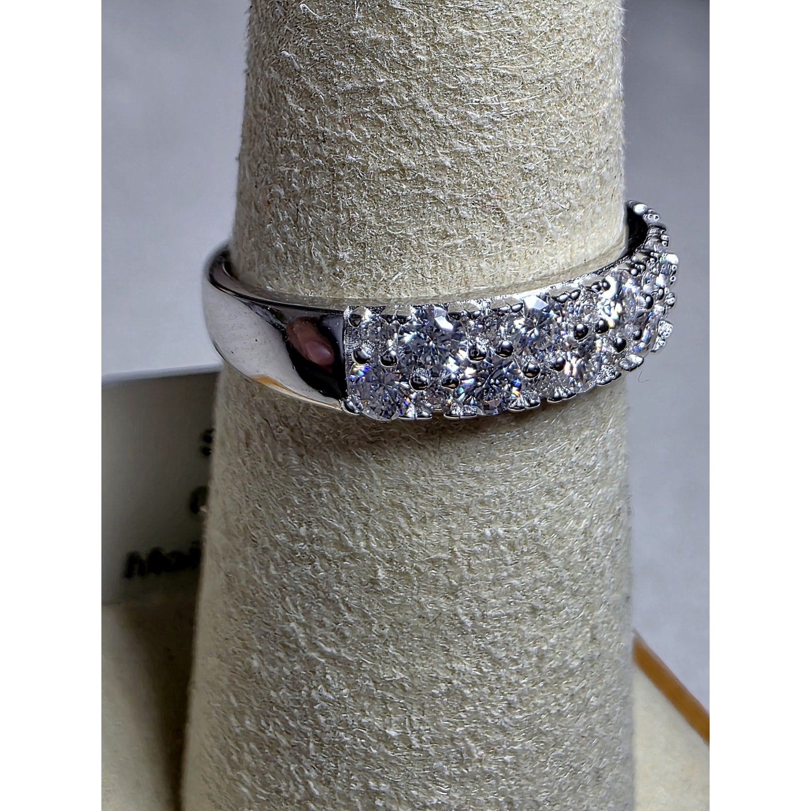 0.9ct Moissanite Two-Row Half Eternity Band 925 Sterling Silver