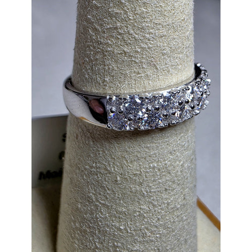 0.9ct Moissanite Two-Row Half Eternity Band 925 Sterling Silver