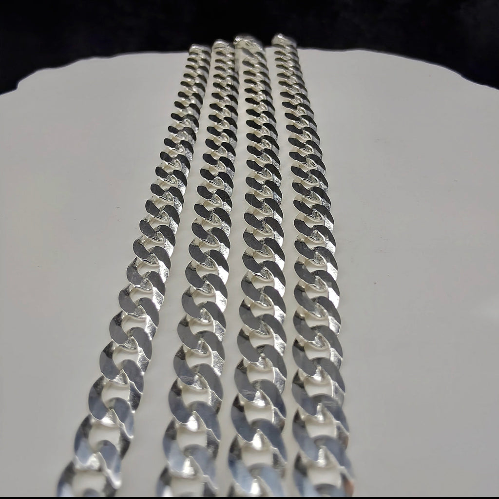 925 Sterling Silver 4mm Italian Flat Cuban Curb Chain 24" (11.10g)