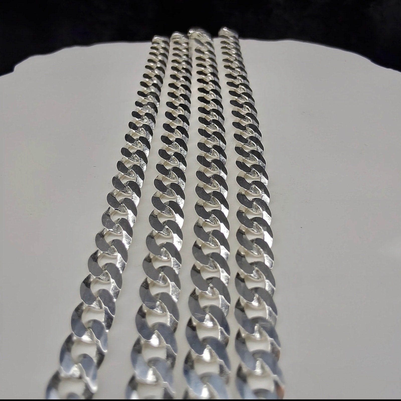 925 Sterling Silver 4mm Italian Flat Cuban Curb Chain 24" (11.10g)