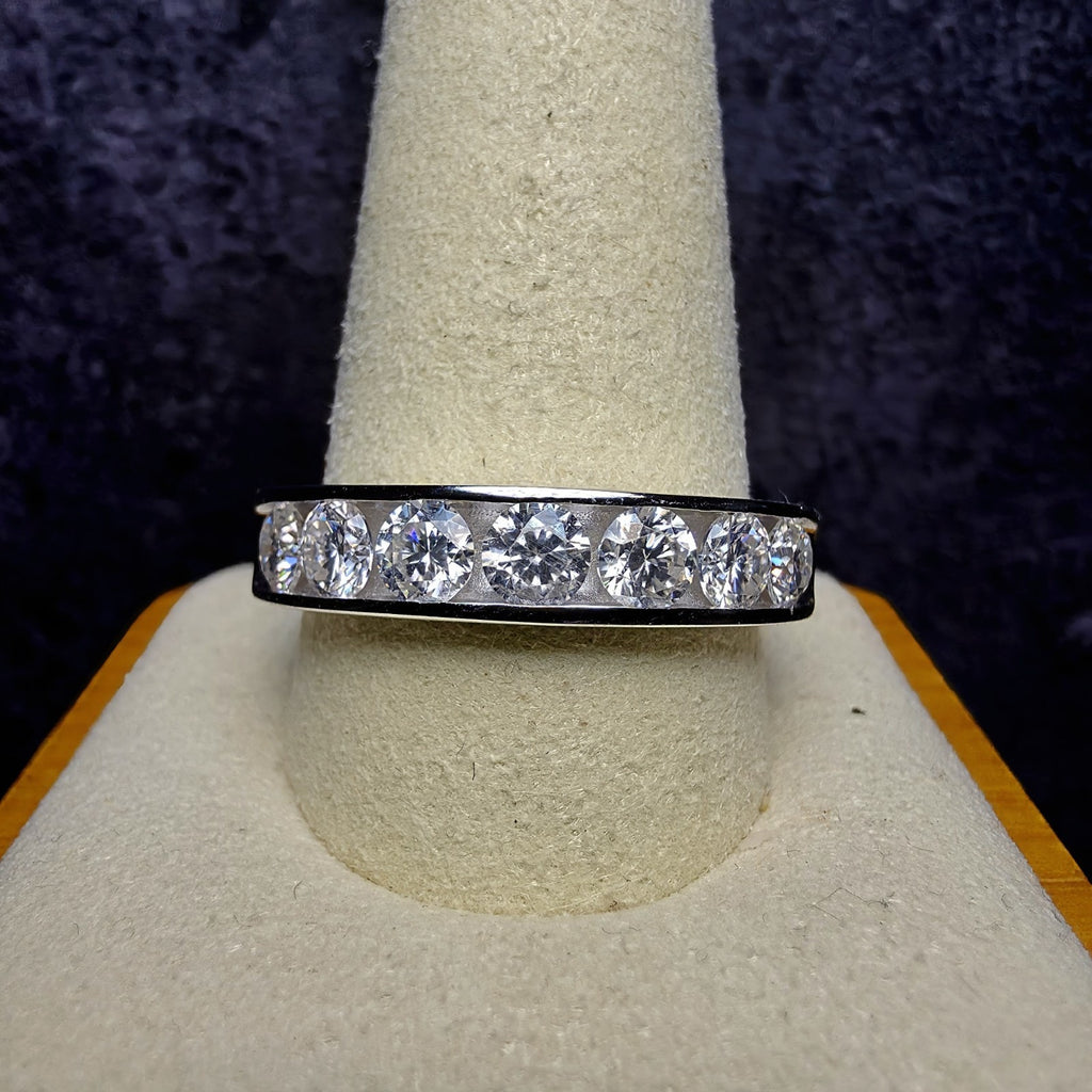 S925 Silver 2.12CT Moissanite Channel Set Band Ring Size 12