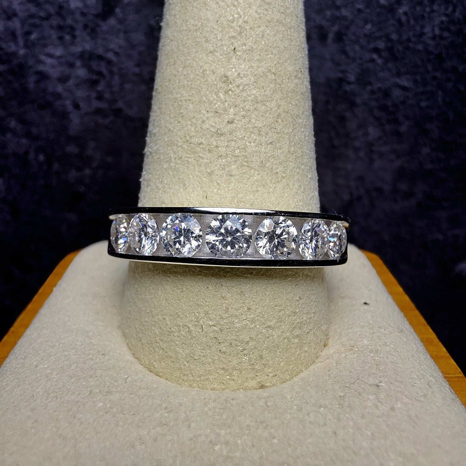 S925 Silver 2.12CT Moissanite Channel Set Band Ring Size 12