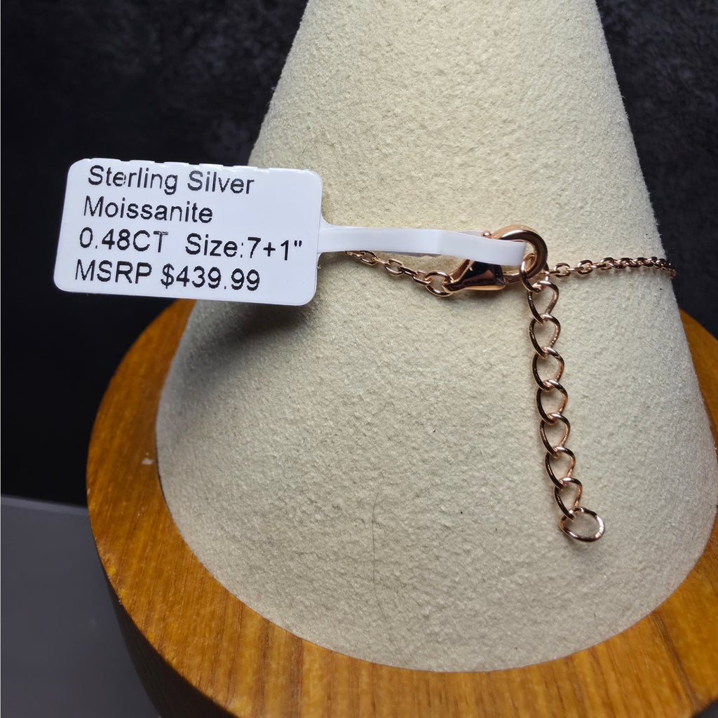 0.48ctw Moissanite Rose Gold 925 Silver Three-Motif Clover Station Bracelet