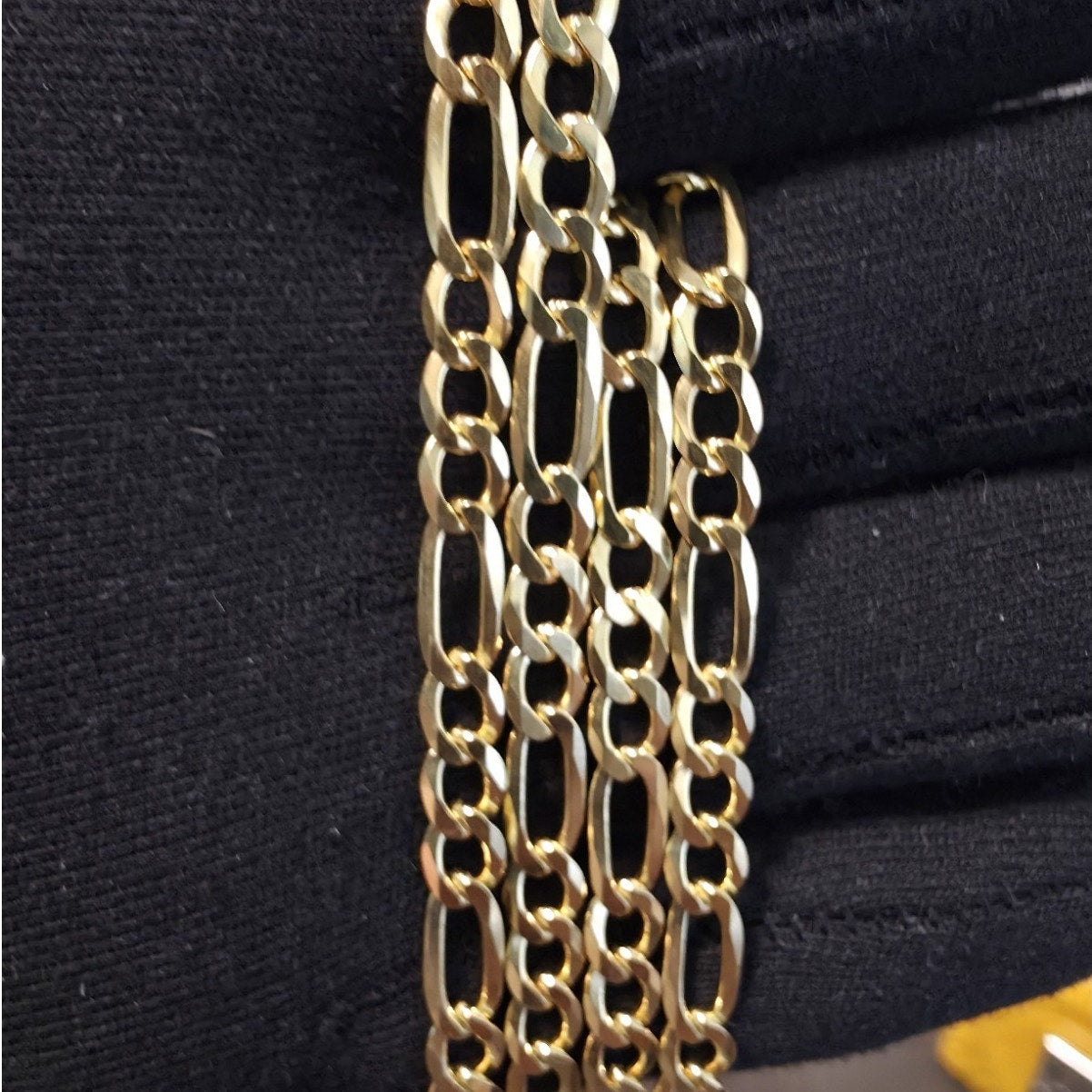 24" Figaro Chain 5.1mm 17.55g Gold Plated 925 Sterling Silver