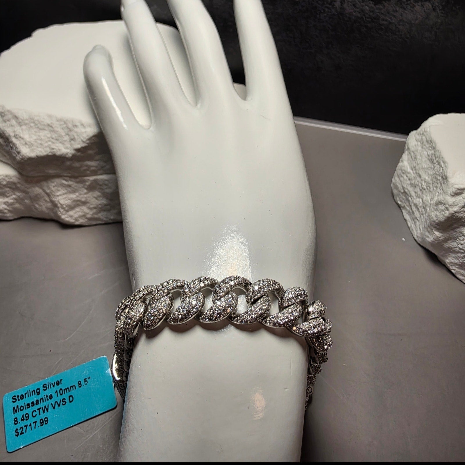 8.49 CTW VVS D Moissanite Miami Cuban Bracelet 925 Sterling Silver 10mm 8.5"