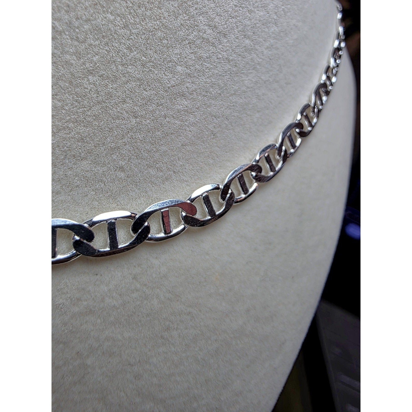 18" 5.5mm 15g Flat Mariner Chain Solid 925 Solid Silver