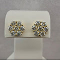 12mm 4.89ctw VVS D Moissanite Honeycomb Cluster Studs Gold Over 925 Silver w/GRA