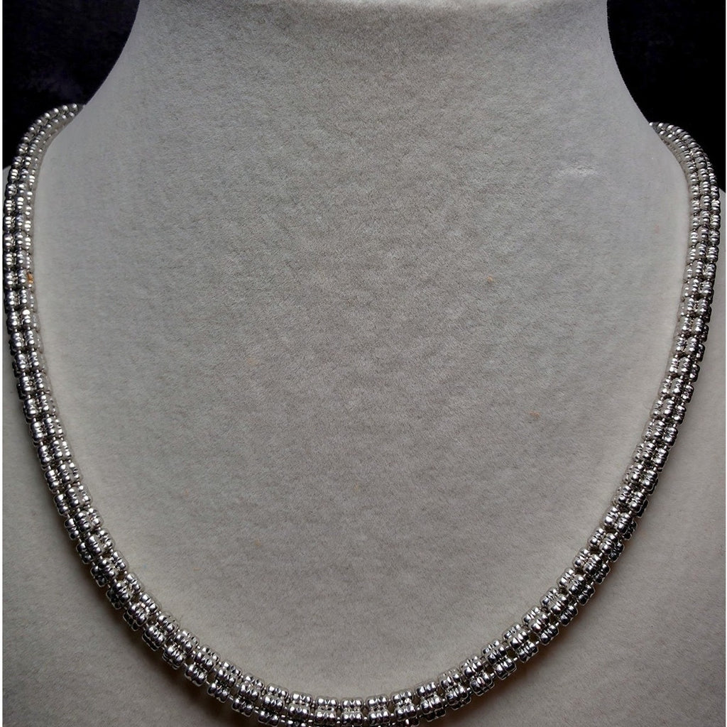 24" 5.1mm 41g 5-Line DC Ice Barrel Chain w/Rhodium Solid 925 Sterling Silver