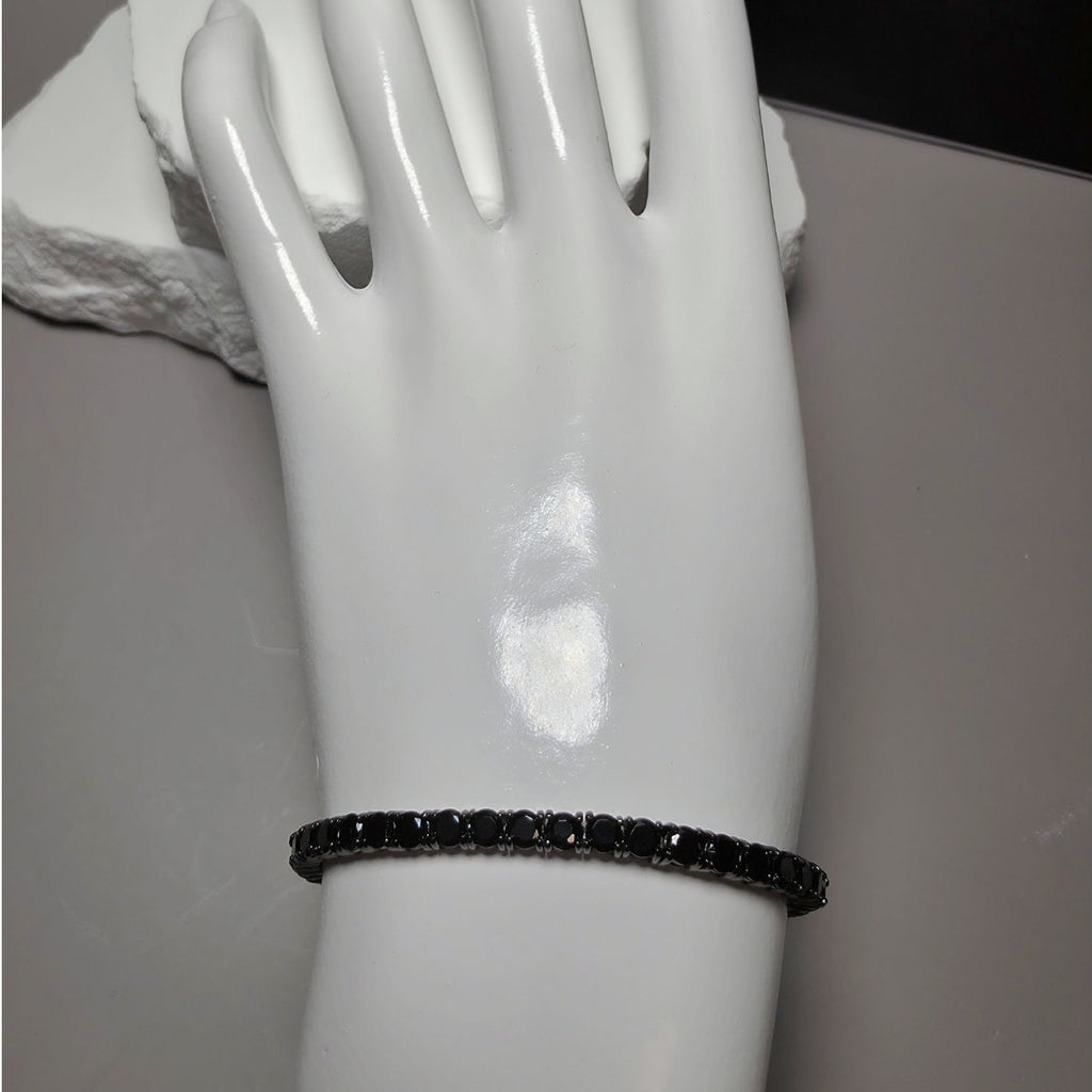 7" 3.3mm Blacked Out Onyx Sterling Silver Tennis Bracelet