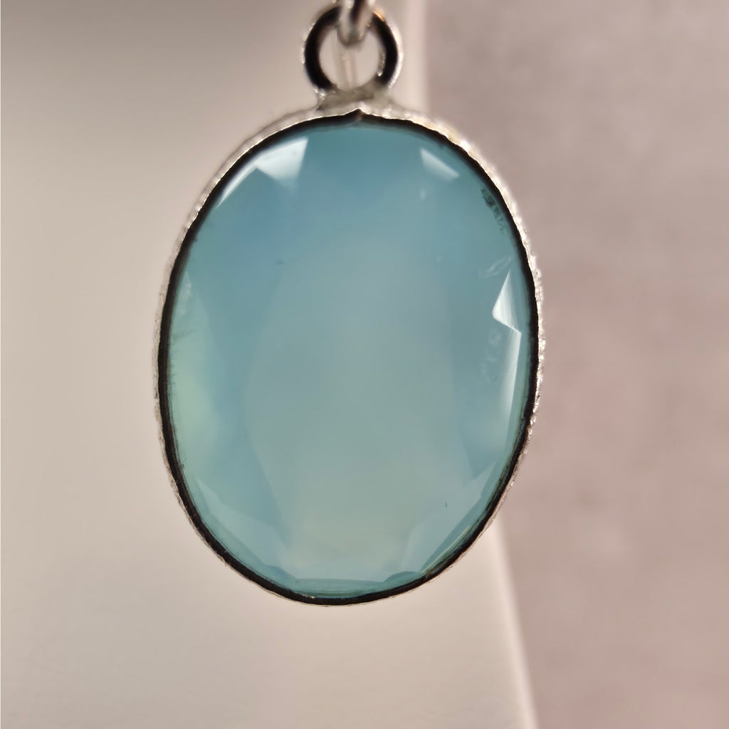 Natural Larimar Dangle Earrings 925 Sterling Silver Bezel Drop French Hook