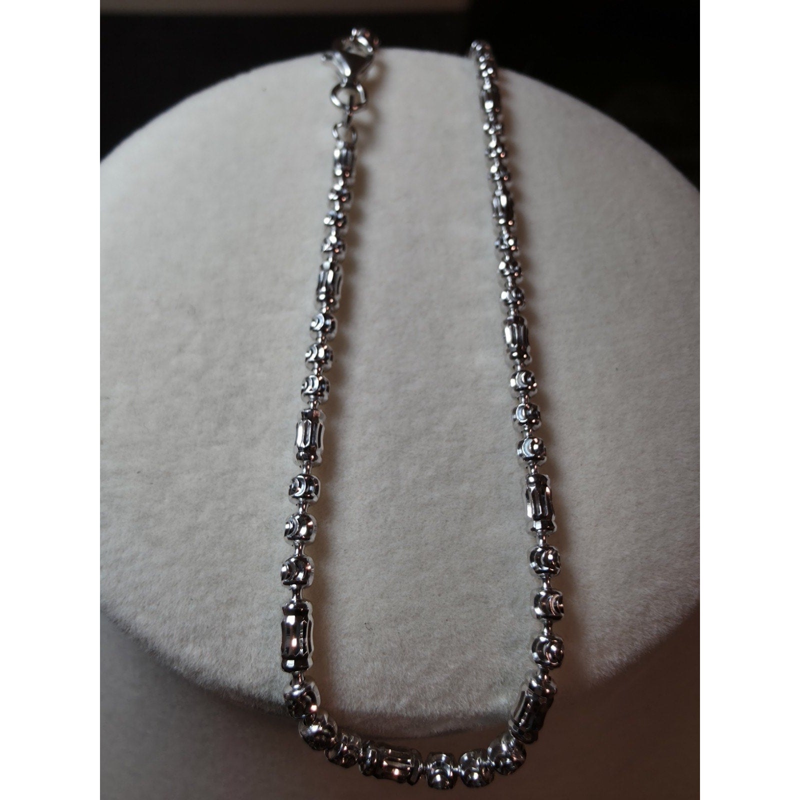 Station Barrel Chain 24" & 8" Braclet Combo 2.4mm 925 Silver w/Rhodium Finish