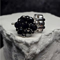 1.096ctw Natural Black Diamond Cluster Stud Earrings