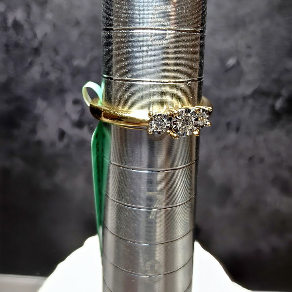 0.10ctw Lab Grown Diamond Past,Present,Future Ring Size 6 Gold Over 925 Silver