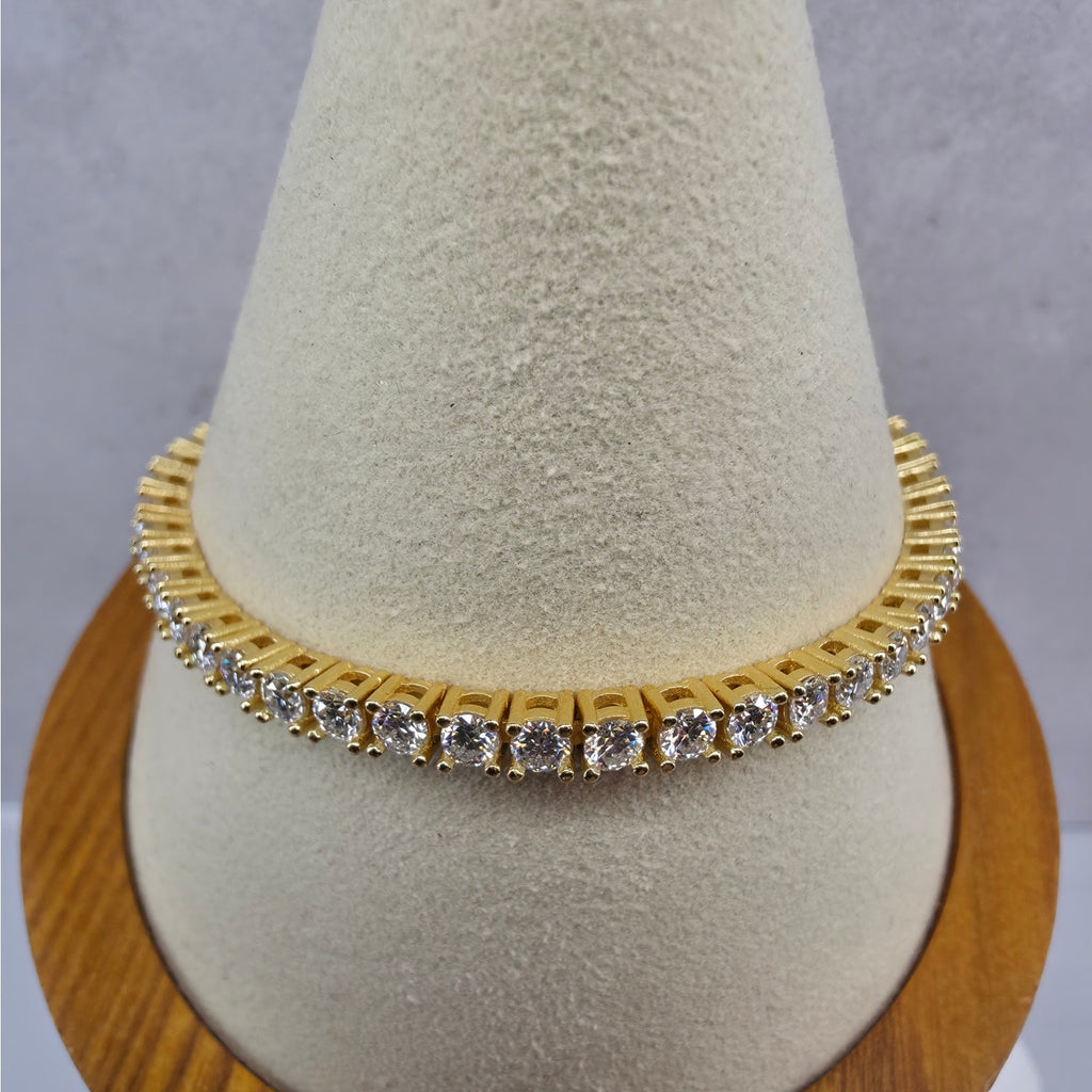 7" 3.5mm Moissanite Tennis Bracelet Gold Plated 925 Silver - GRA Certified