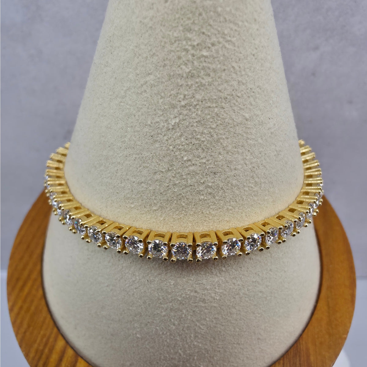 7" 3.5mm Moissanite Tennis Bracelet Gold Plated 925 Silver - GRA Certified