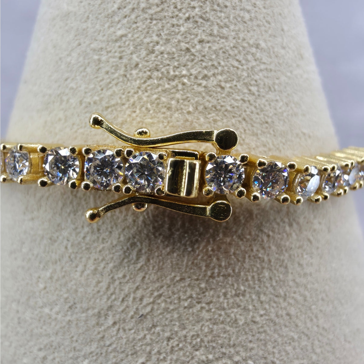 6.5" 3.5mm Moissanite Tennis Bracelet Gold Plated 925 Silver - GRA Certified