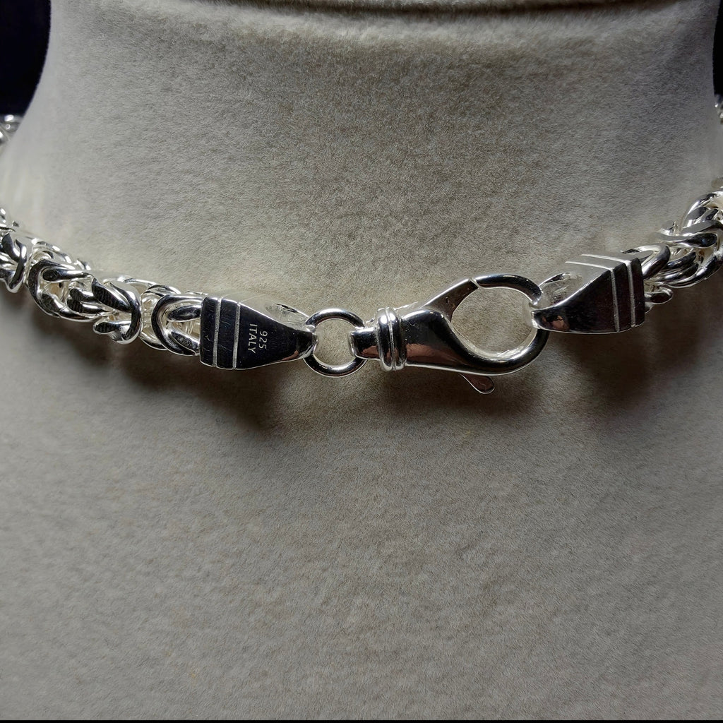 Solid 925 Sterling Silver Byzantine Chain – 5.7mm Italian King's Link, 38.7g