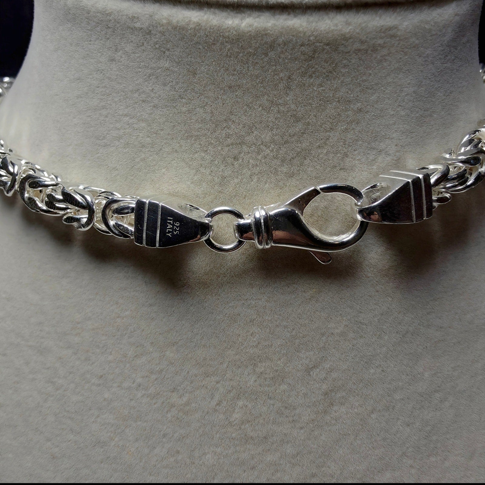 Solid 925 Sterling Silver Byzantine Chain – 5.7mm Italian King's Link, 38.7g