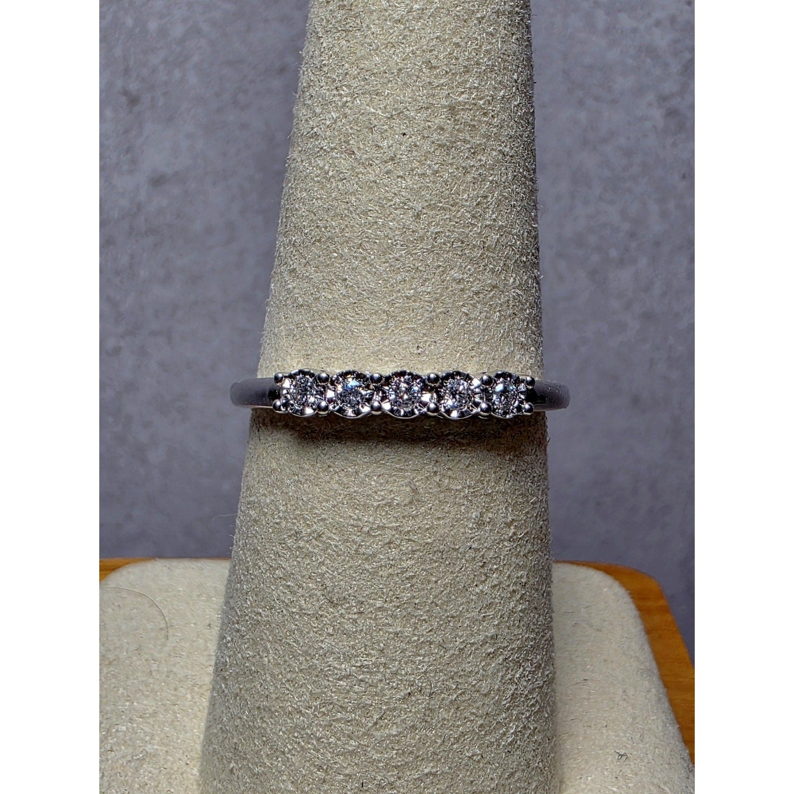 S8 0.10ctw Diamond Half Eternity Band 925 Sterling Silver Lab Created