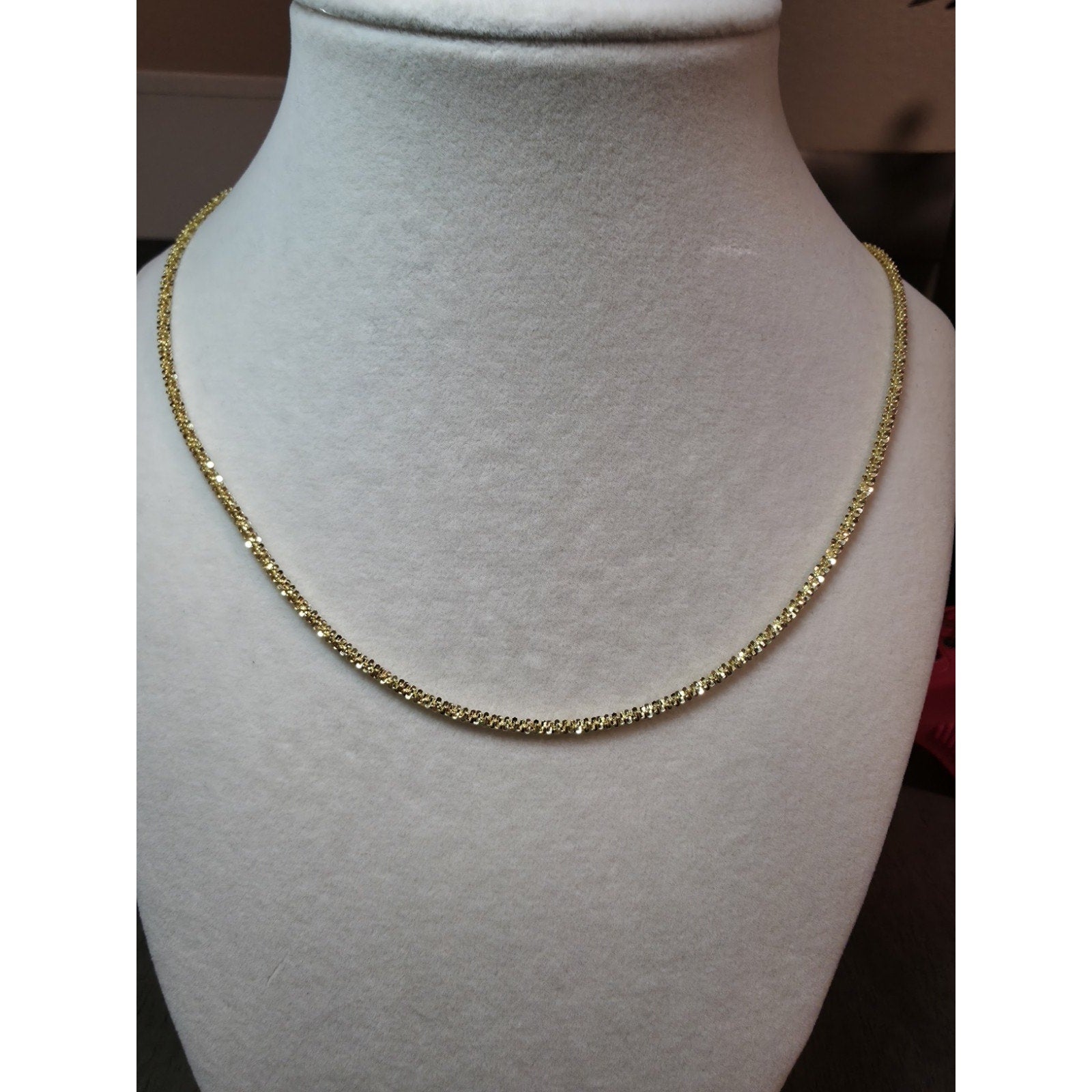 24" 2.4mm Twisted Rock Chain Gold over 925 Sterling Silver Italy