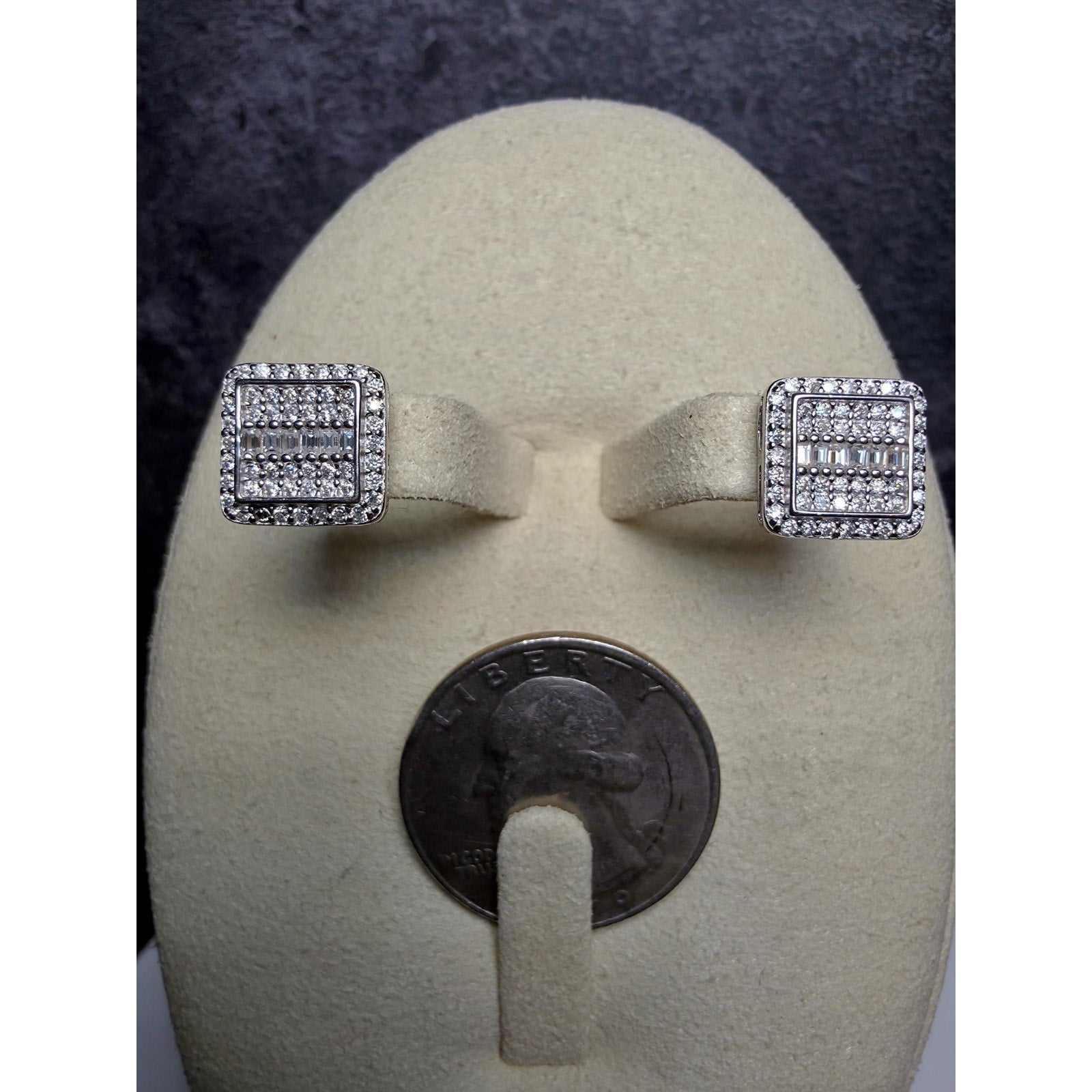 0.68 CTW VVS D Color Moissanite Square Cluster Stud Earrings in 925 Silver