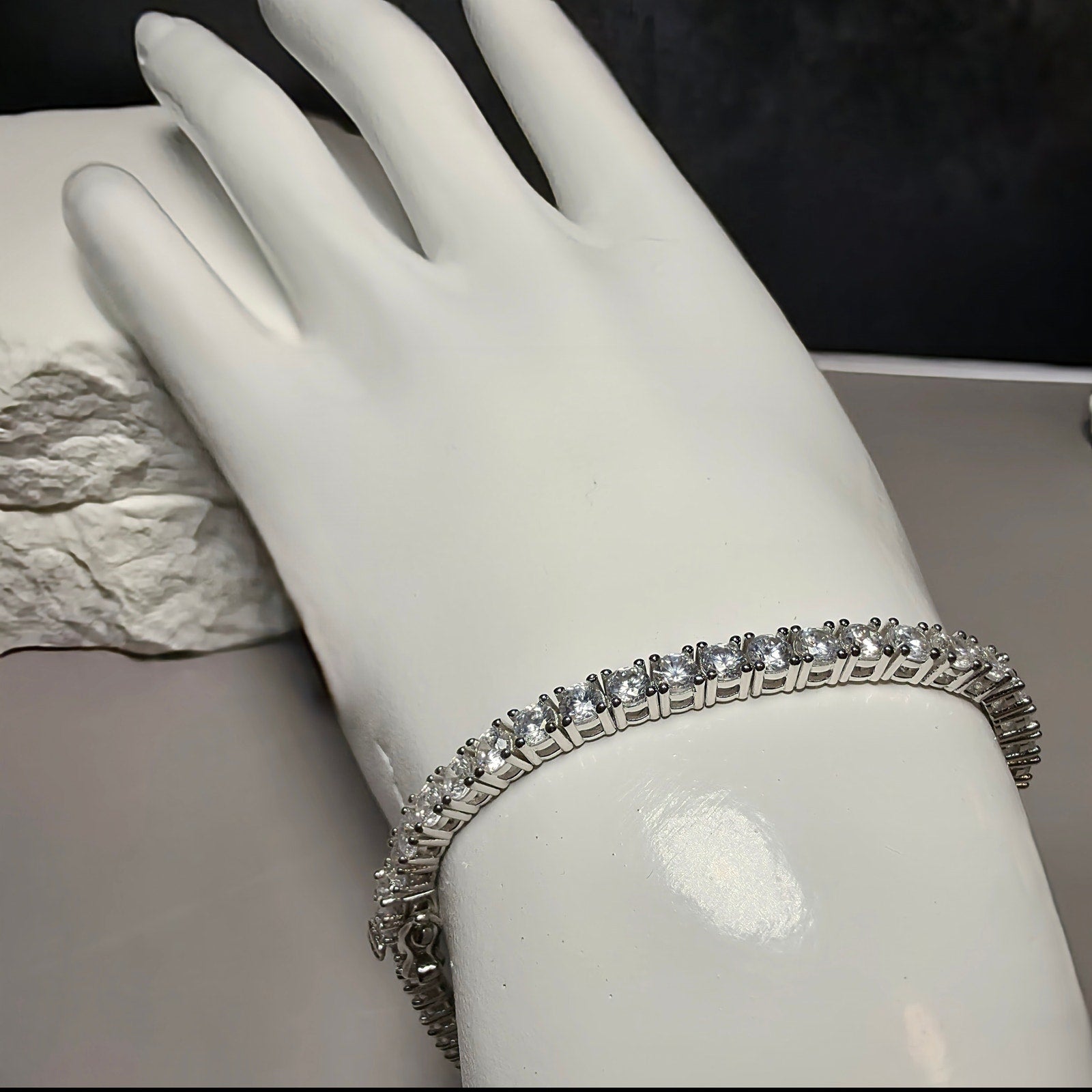925 Sterling Silver 3.4mm CZ Tennis Bracelet - 7 Inches w/Box Lock