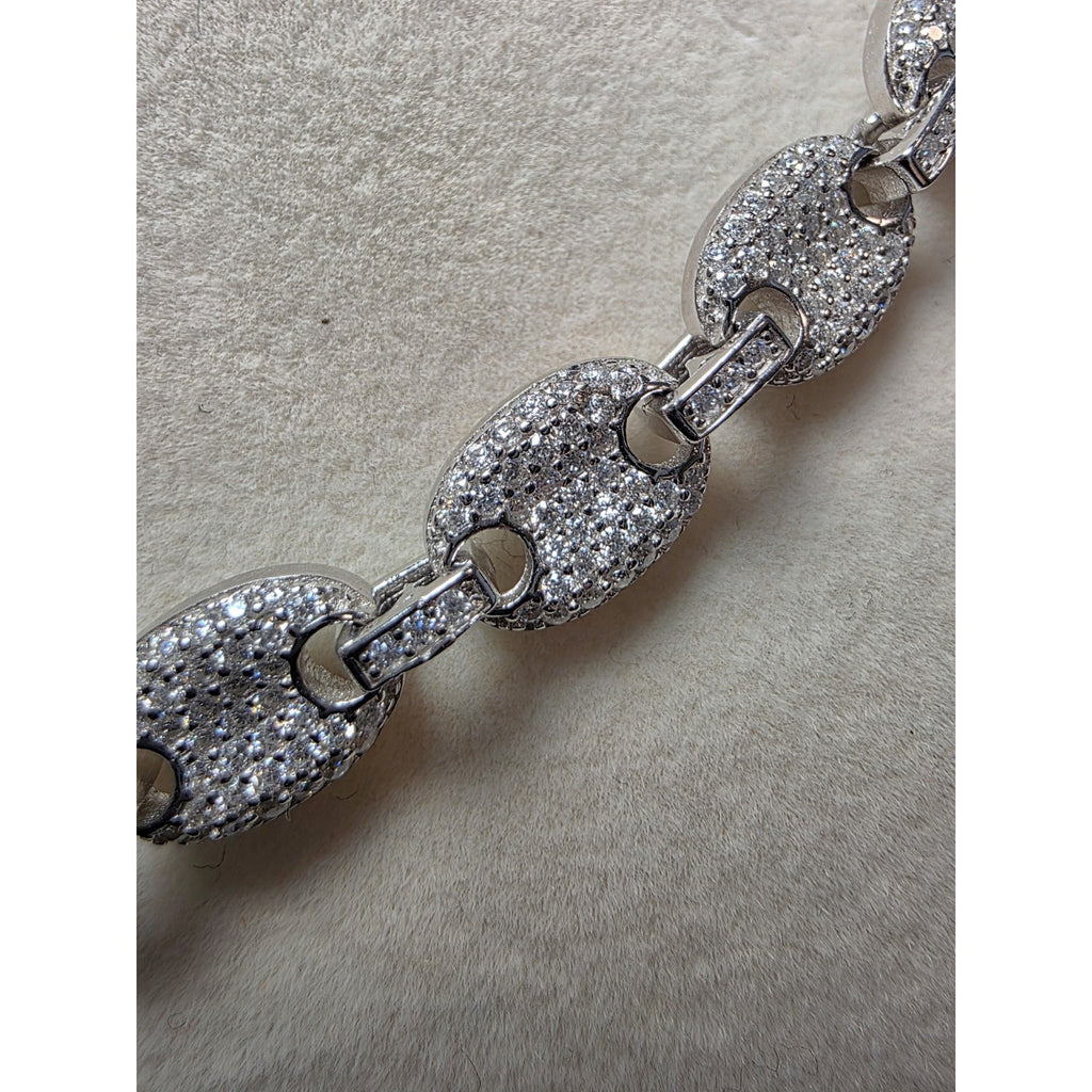 24" 8mm Moissanite Puffed Mariner Chain 52.49g 925 Sterling Silver