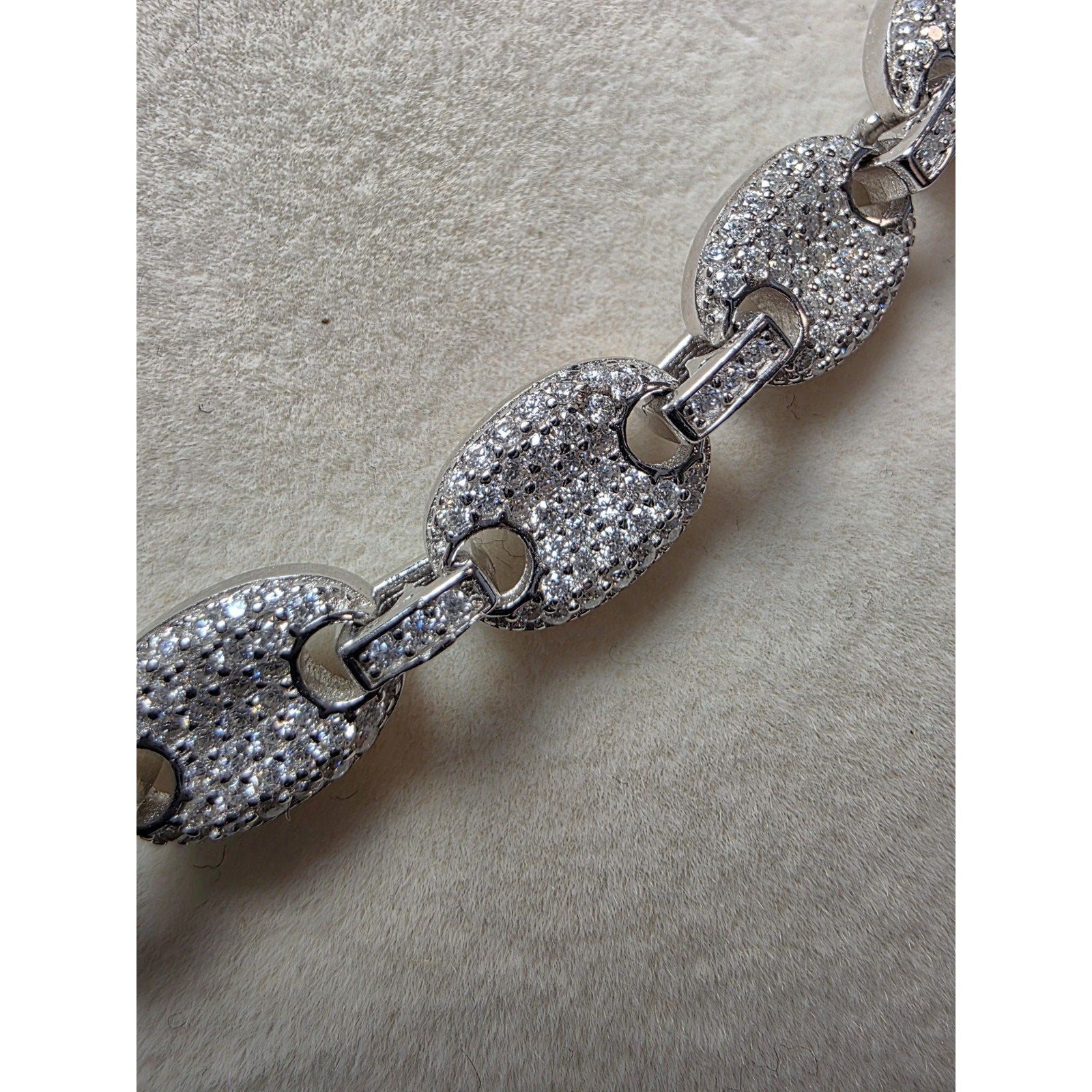 24" 8mm Moissanite Puffed Mariner Chain 52.49g 925 Sterling Silver