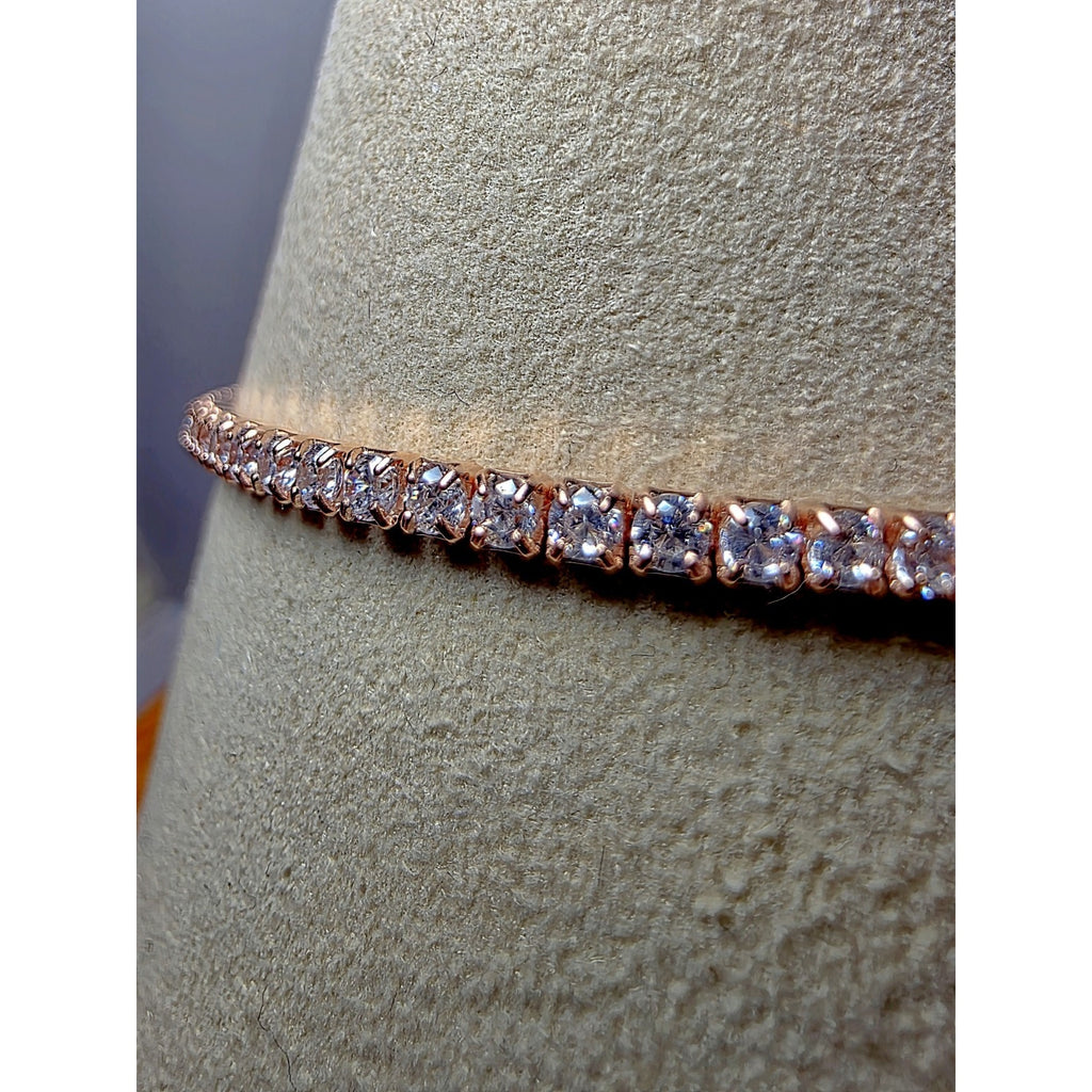 7.5" 2.2mm Rose Gold Tennis Bracelet 925 Sterling Silver
