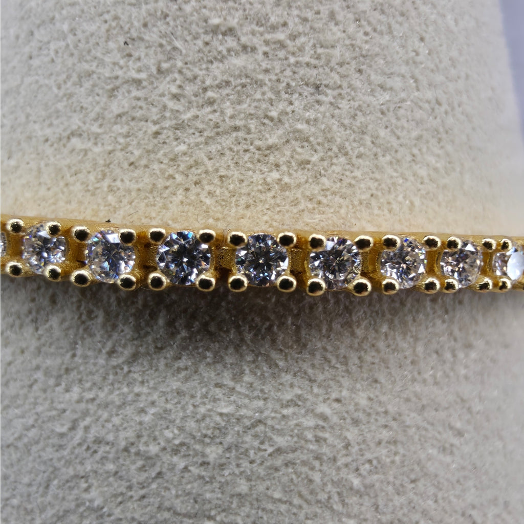 7" 2.5mm Moissanite Tennis Bracelet Gold Plated 925 Silver - GRA Certified
