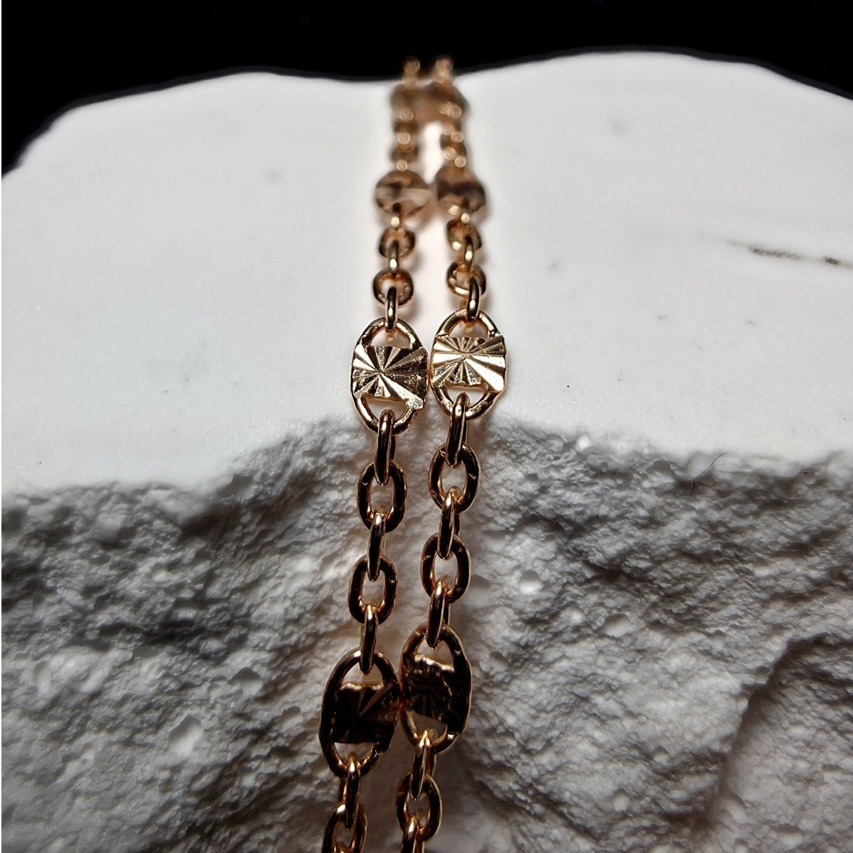 20" Rose Gold Starburst Station Valentino Necklace 2.2mm 925 Sterling Silver