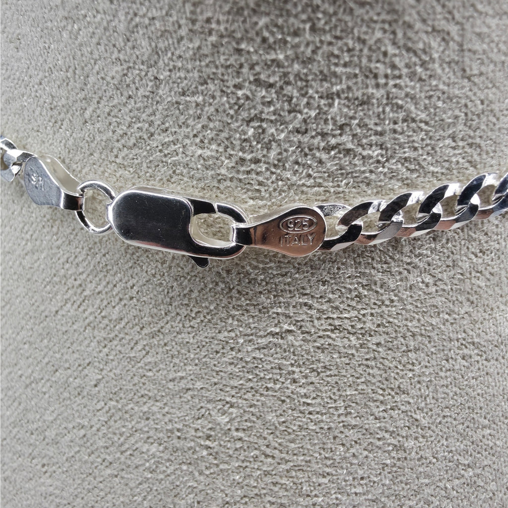 24" Flat Cuban Curb Chain 3.8mm 925 Sterling Silver 10g