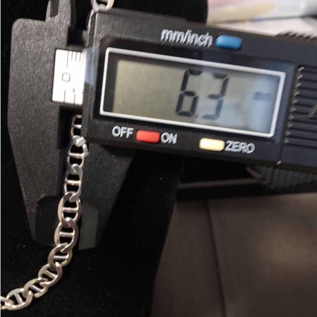 24" 6.3mm Flat Mariner Link Chain Solid 925 Sterling Silver Italy 25.9g