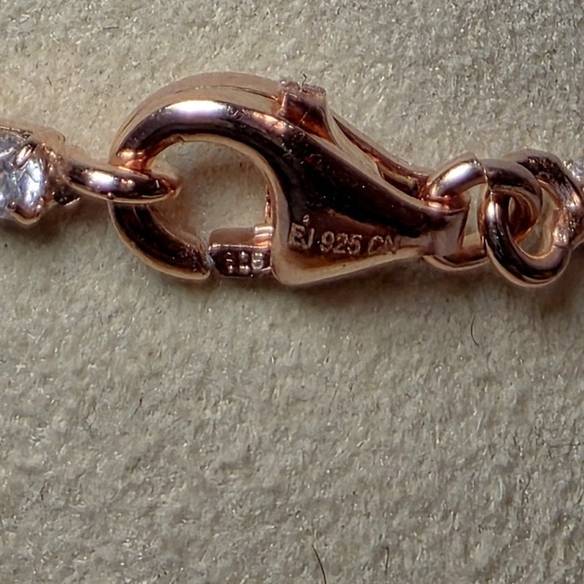 7.5" 2mm Rose Gold over 925 Silver CZ Tennis Dainty Bracelet Women's Bridal