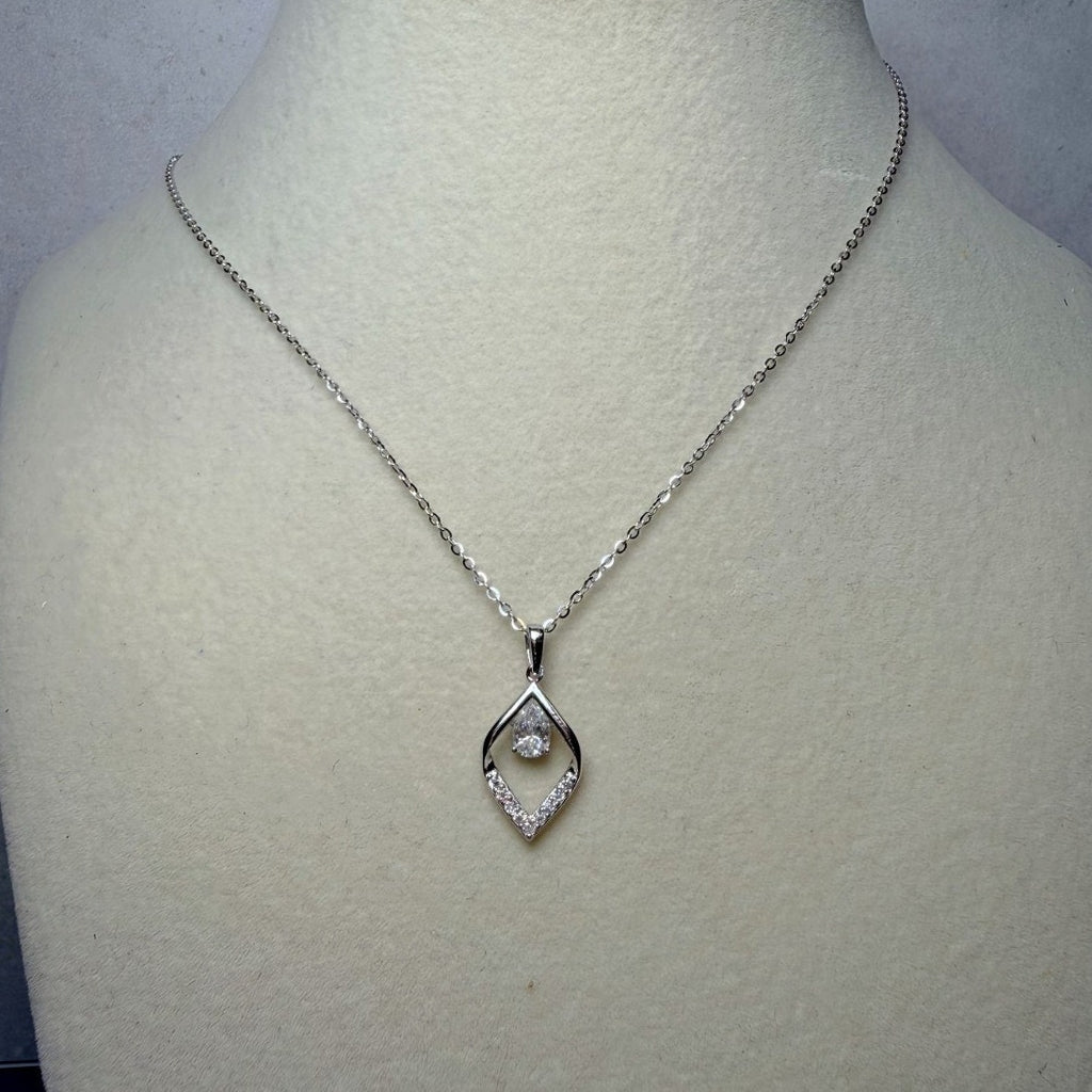 0.6ctw Moissanite Teardrop Pendant 16+2" 925 Sterling Silver